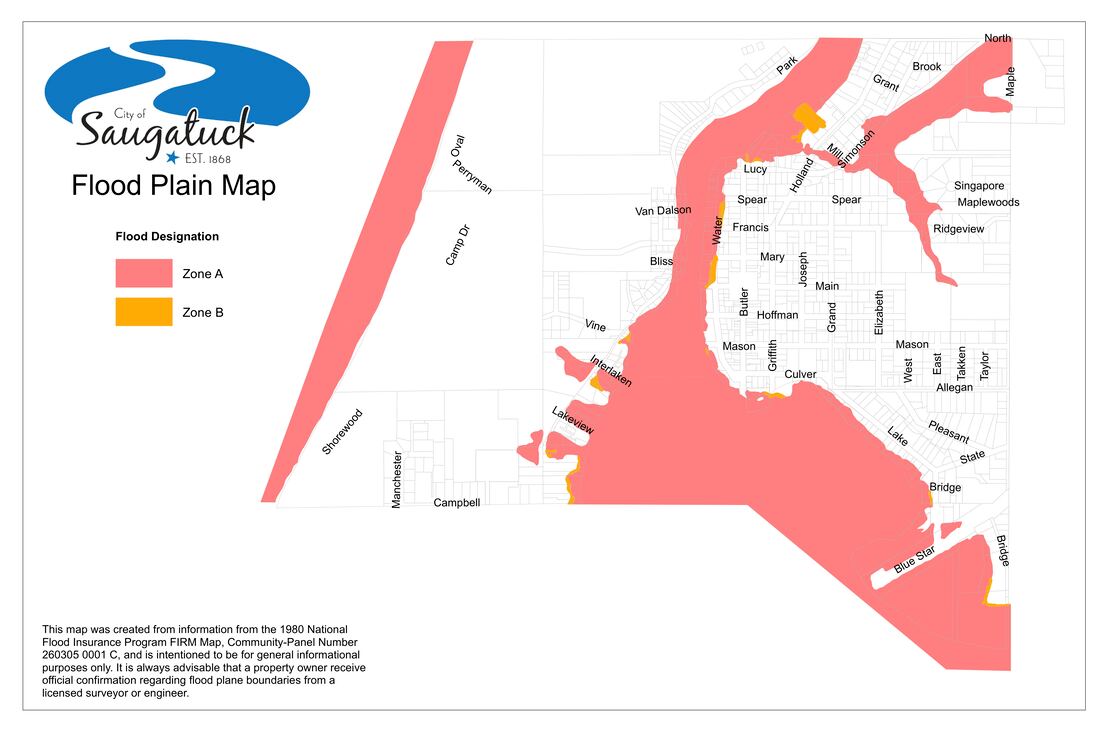Saugatuck floodplain map from July 26, 2010